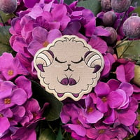 Image 1 of Asexual, Graysexual, greyace - embroidered sheep ram  - 3.25 Inch Iron on Patch