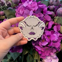 Image 2 of Asexual, Graysexual, greyace - embroidered sheep ram  - 3.25 Inch Iron on Patch