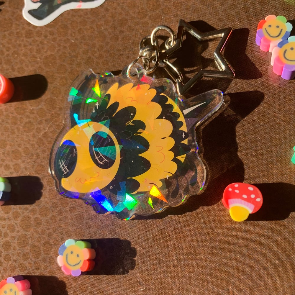 Image of fuzzy beechain 2" holo charm