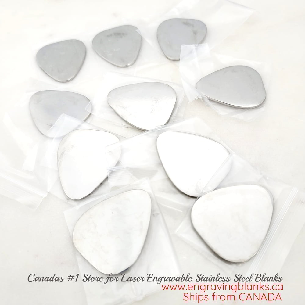 Image of 10 Pack Steel Guitar Pick Laser engravable Blanks