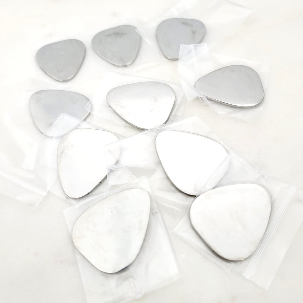 Image of 10 Pack Steel Guitar Pick Laser engravable Blanks