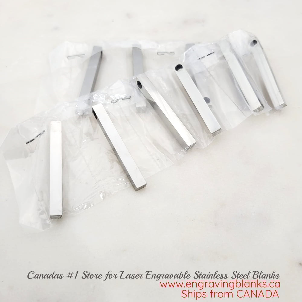 Image of 10 Stainless Bar Pendant blanks - 3D Vertical Bar Pendant Laser Engravable Blanks