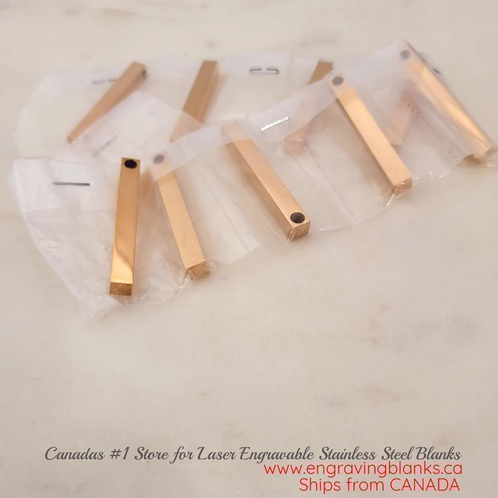 Image of 10 Rose Gold Stainless Bar Pendant blanks - 3D Vertical Bar Pendant Laser Engravable Blanks