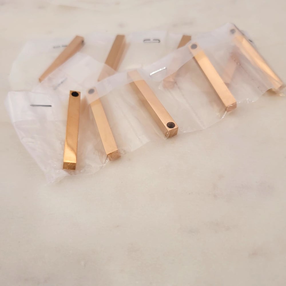 Image of 10 Rose Gold Stainless Bar Pendant blanks - 3D Vertical Bar Pendant Laser Engravable Blanks