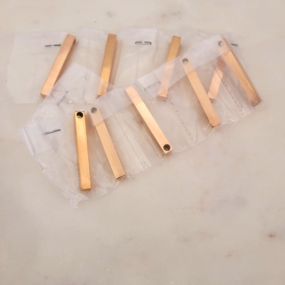 Image of 10 Rose Gold Stainless Bar Pendant blanks - 3D Vertical Bar Pendant Laser Engravable Blanks