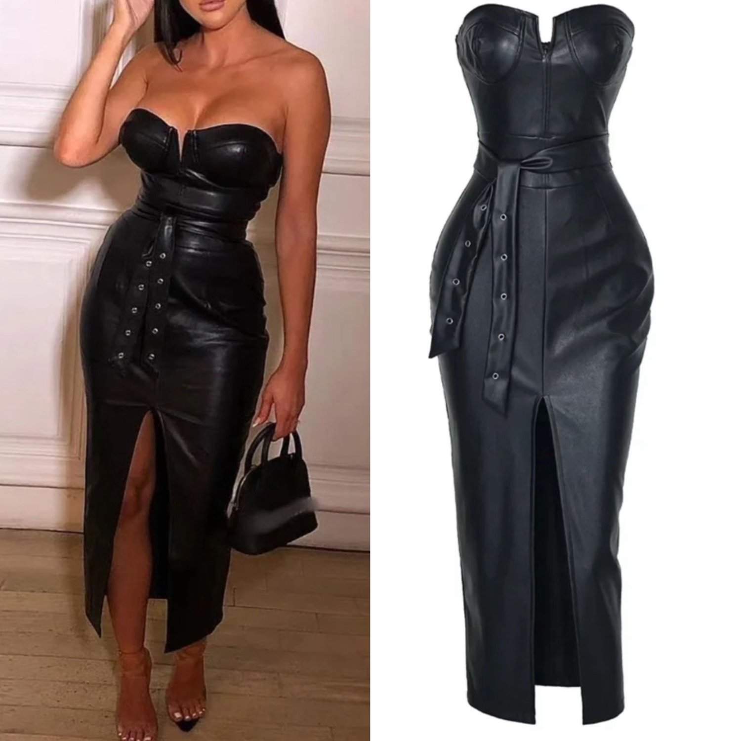 Image of Black leather Dress 