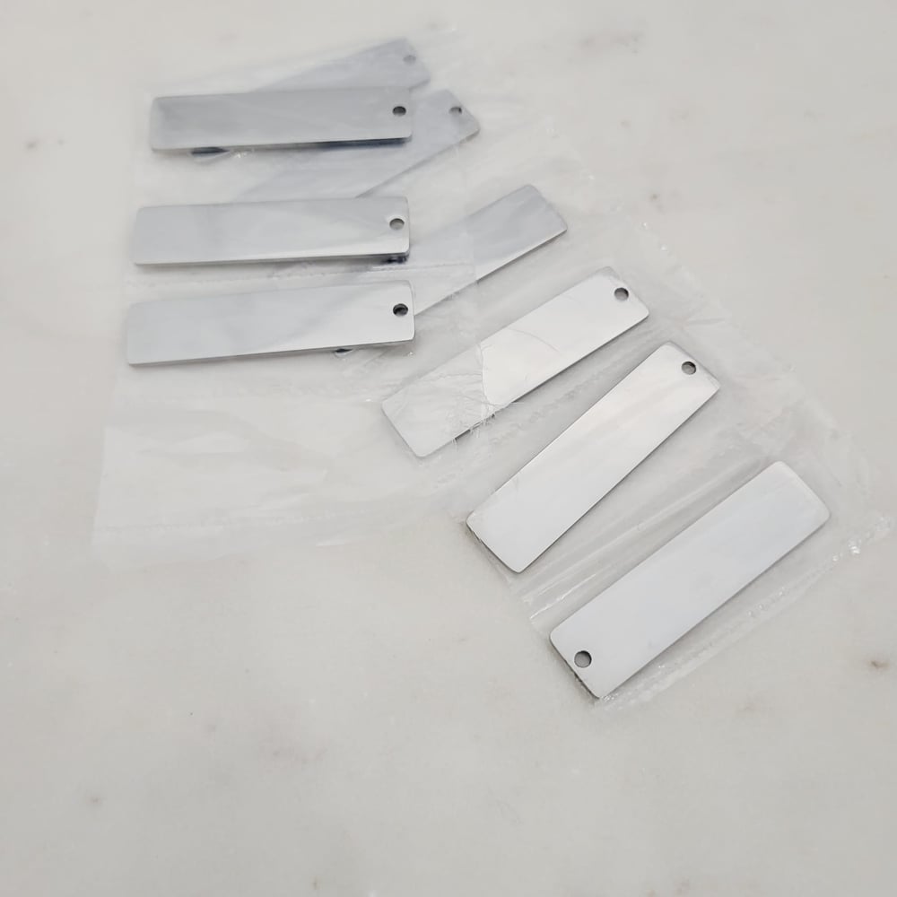 Image of Rectangle Steel Engraving Tags for Keychains - Laser Engraving Blanks