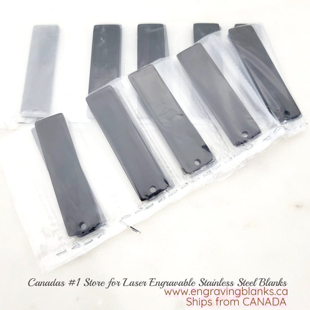 Image of Black Rectangle Black Steel Engraving Tags  Laser Engraving Blanks