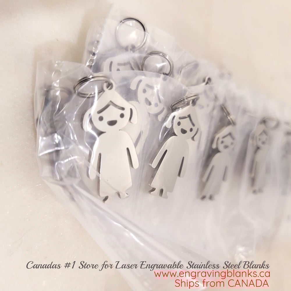 Image of 10 Steel Silver Girl Charms - Laser Engravable Blanks