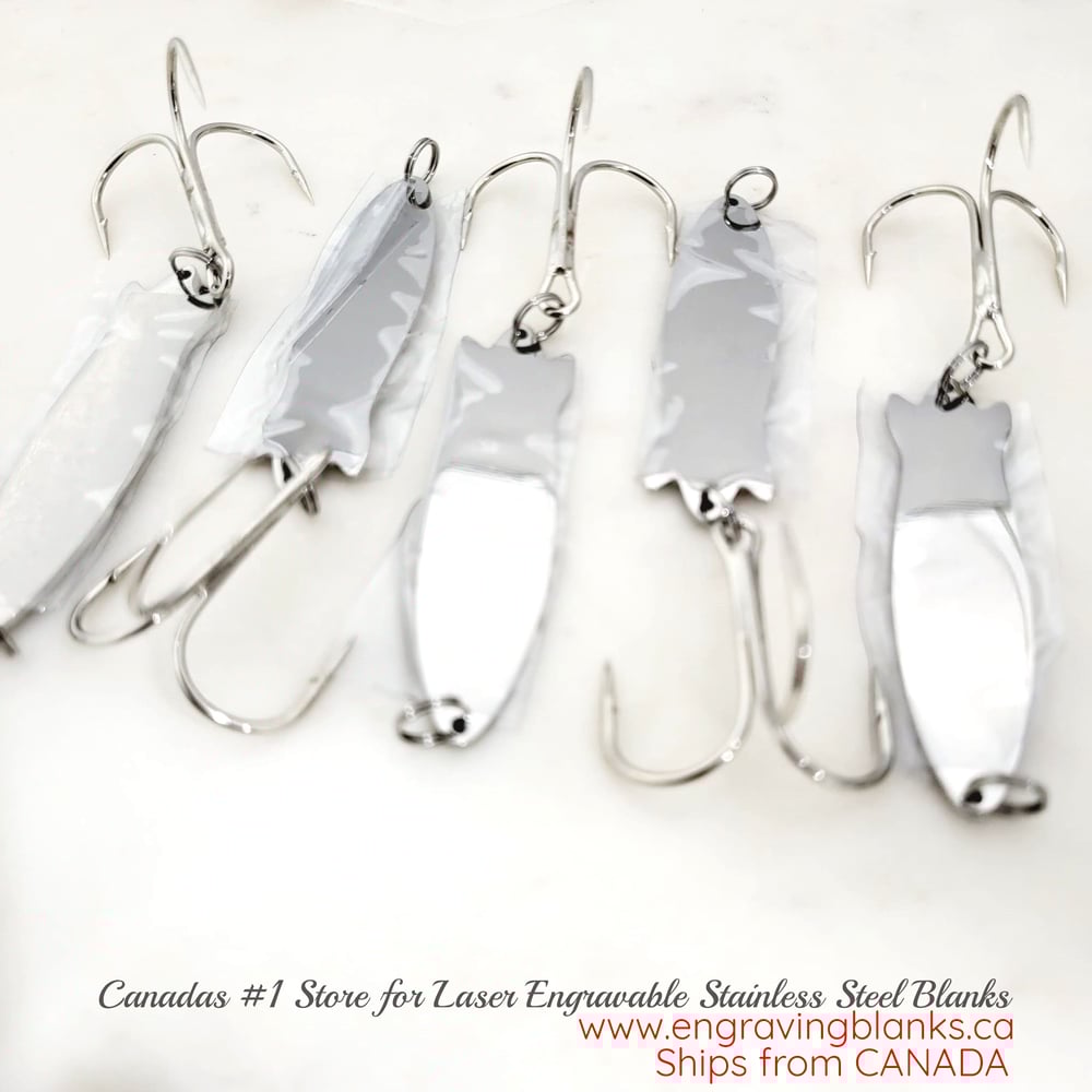 Image of Long Style Engravable Fish Hook / Fishing Lure Steel Laser Engravable Blanks
