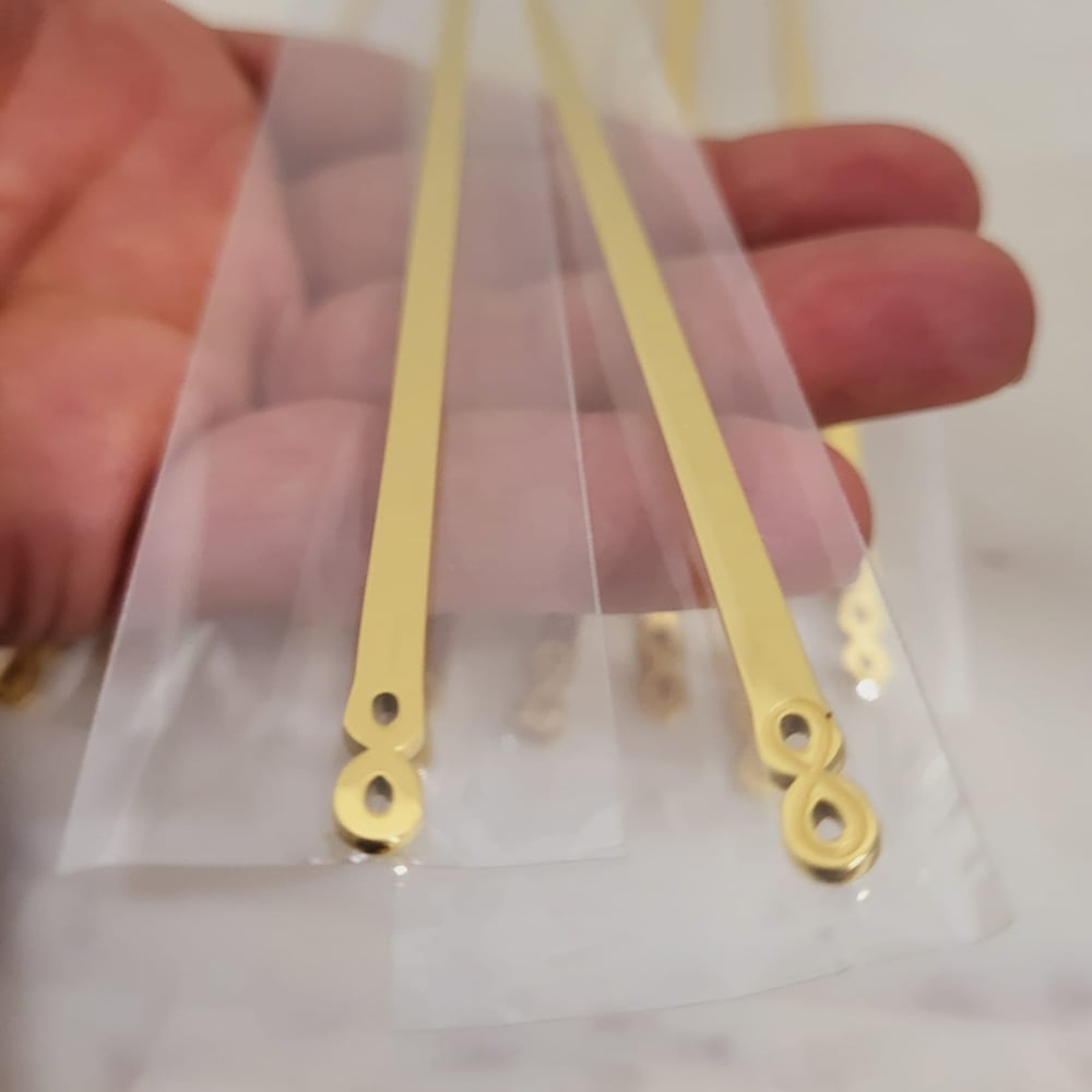 Image of Yellow Gold Bracelet Blanks for Laser Engraving- Infinity Shape Flat Metal Blanks 4mm wide