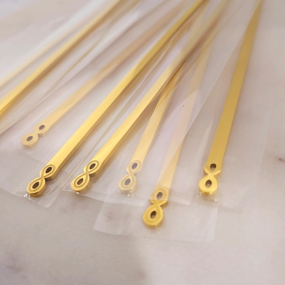 Image of Yellow Gold Bracelet Blanks for Laser Engraving- Infinity Shape Flat Metal Blanks 4mm wide