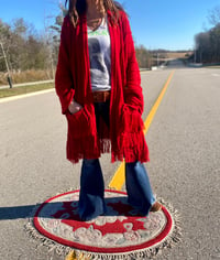 Red Upcycled Blanket Sweater