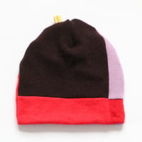 Image 4 of purple brown cashmere patchwork beanie hat courtneycourtney knit stretch sweater warm winter upcycle