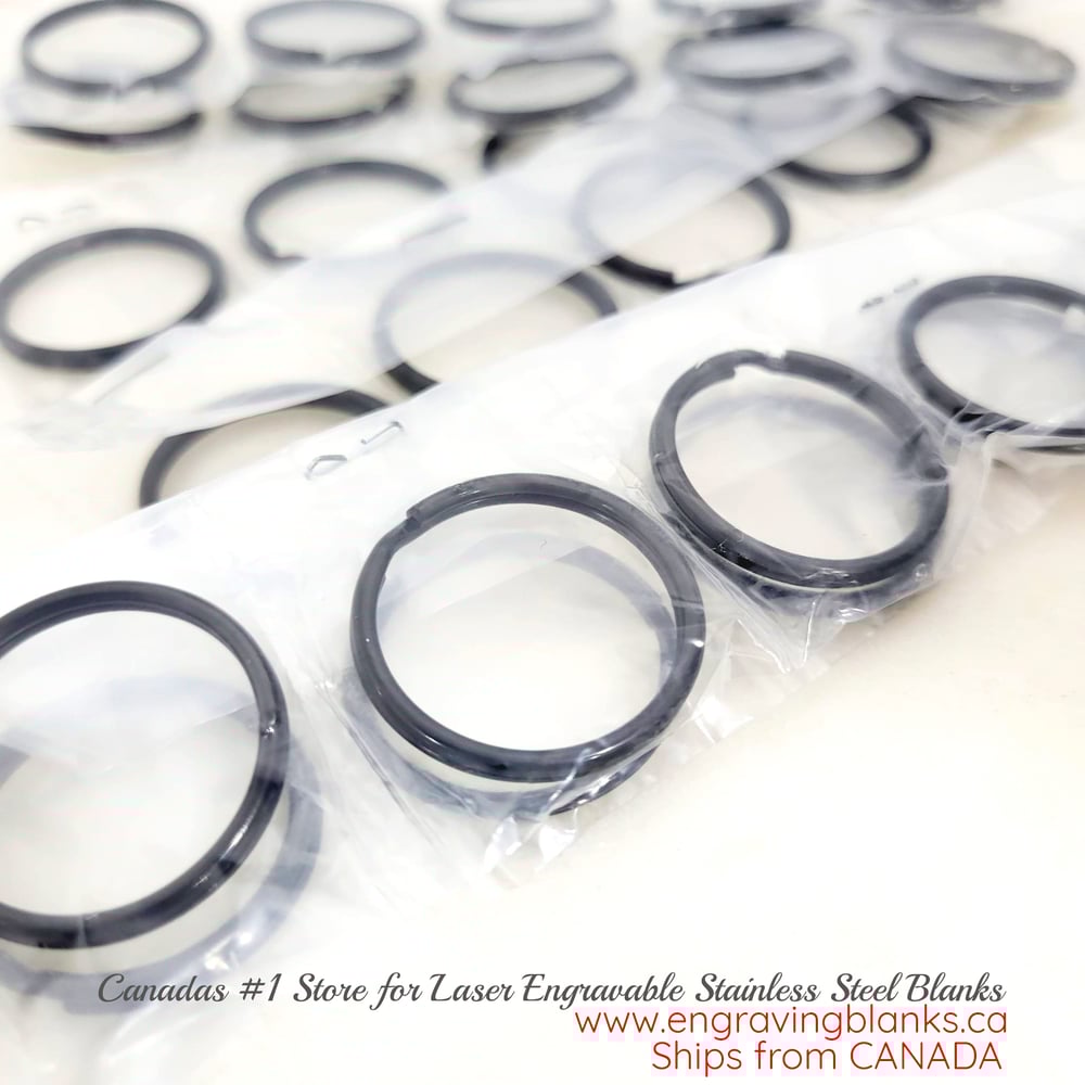 Image of 25 Pieces Black Color Split Key Rings -Stainless Steel