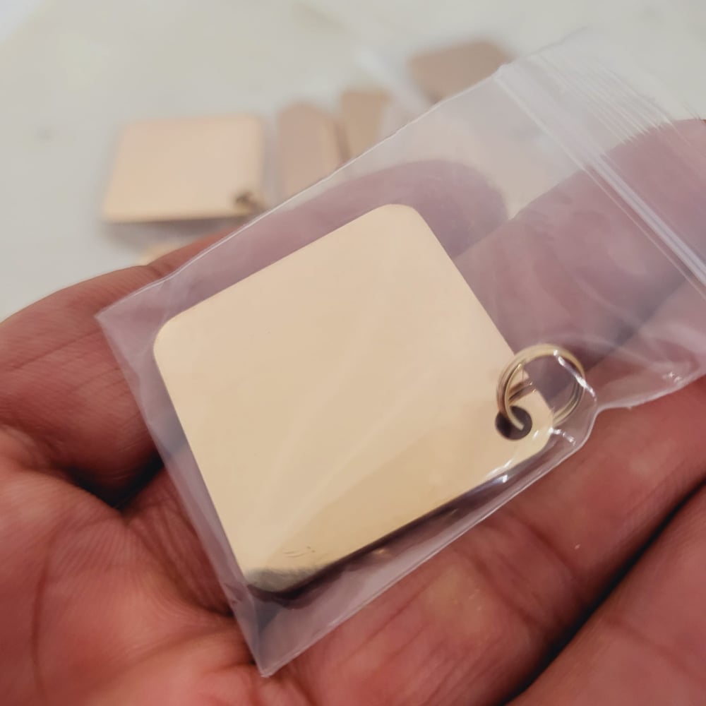 Image of 10 Pack of Square 3cm x 3cmTag Rose Gold Tone Steel Engravable Blanks