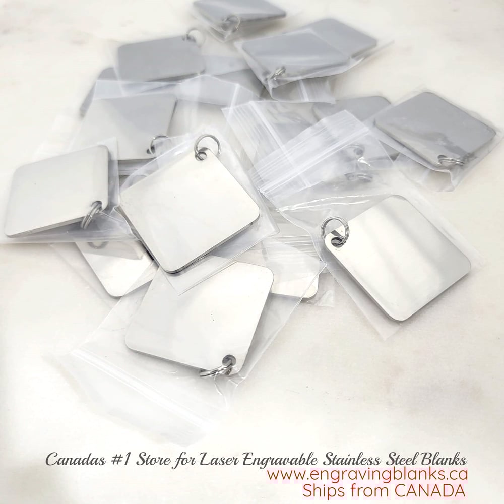 Image of 10 of Square 3cm x 3cmTag Steel SilverTone Steel Engravable Blanks