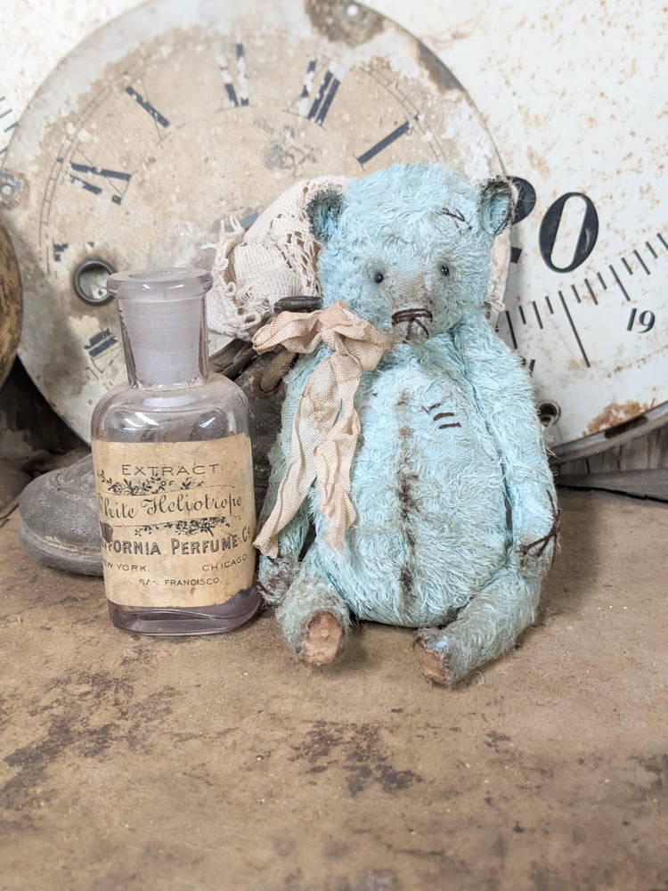 Image of 5" - old worn shabby fat BLue grizzly bear  by whendi's bears