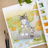 Momo at a pumpkin patch | art print