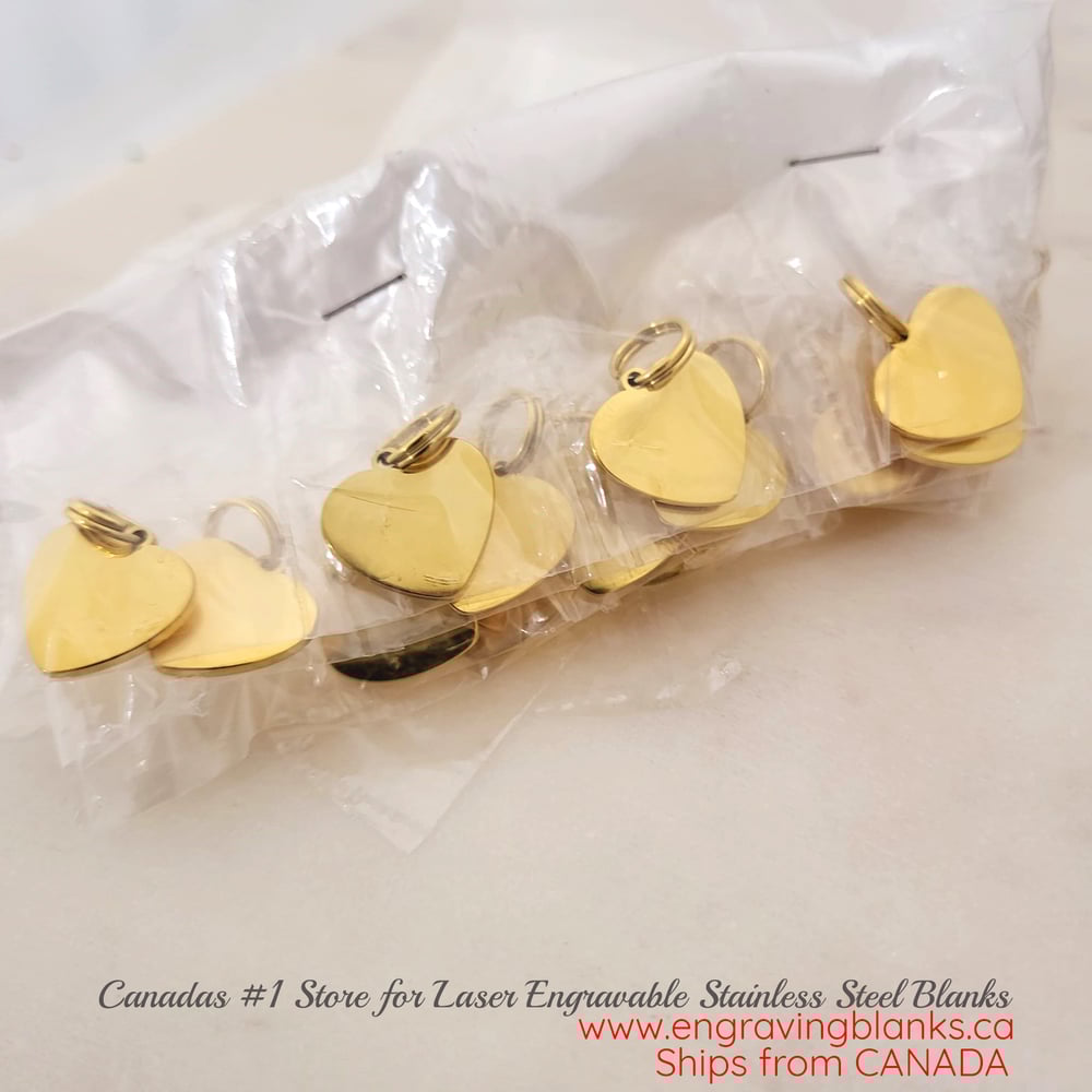 Image of Heart Charms 1.6 cm Gold Tone for Laser Engraving - 10 Pack
