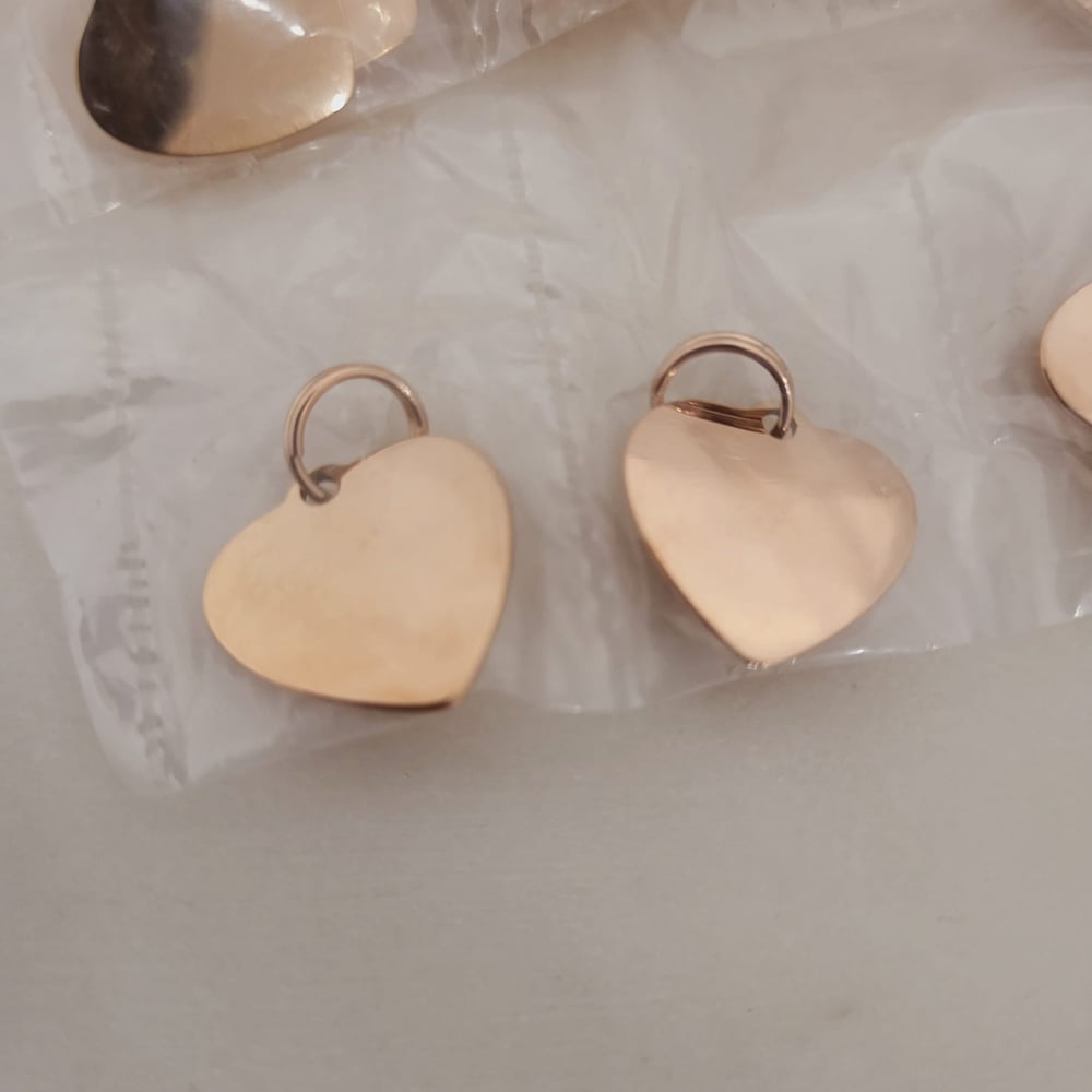 Image of Heart Charms 1.6 cm Rose Gold Tone for Laser Engraving -10 Pack