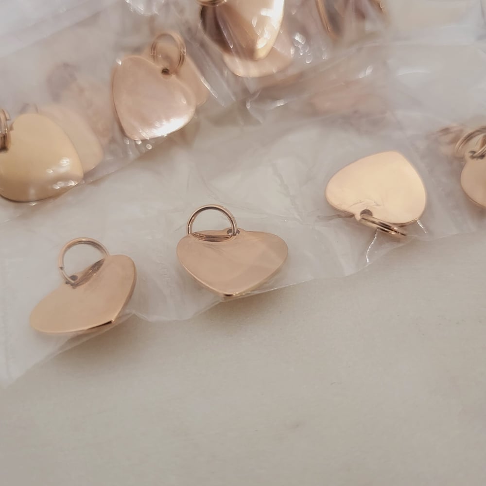 Image of Heart Charms 1.6 cm Rose Gold Tone for Laser Engraving -10 Pack