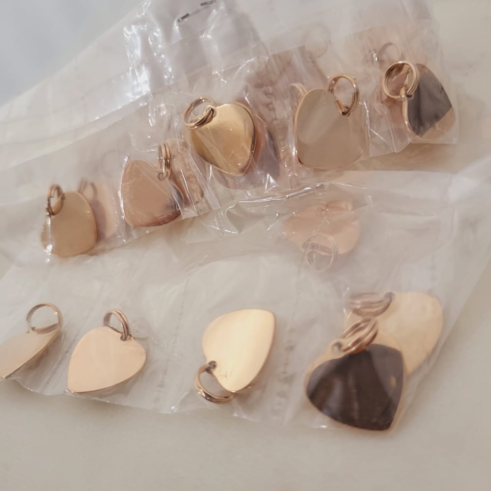 Image of Heart Charms 1.6 cm Rose Gold Tone for Laser Engraving -10 Pack