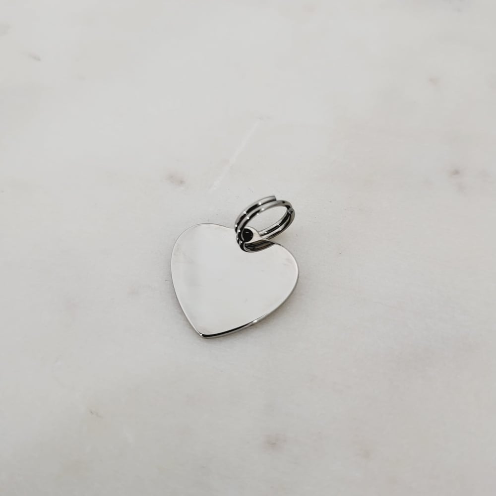 Image of Heart Charms 1.6 cm Steel Silver Tone for Laser Engraving - 10 Pack