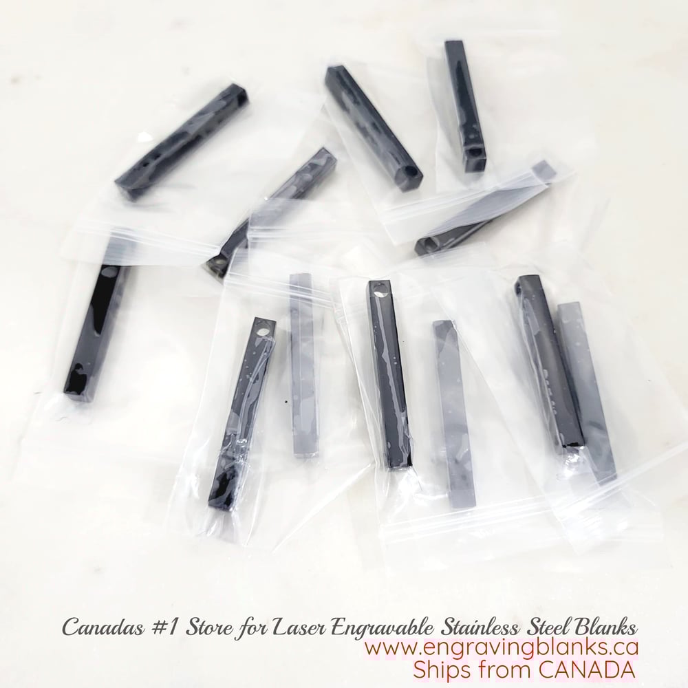 Image of 10 Black Stainless Bar Pendant blanks - 3D Vertical Bar Pendant Laser Engravable Blanks