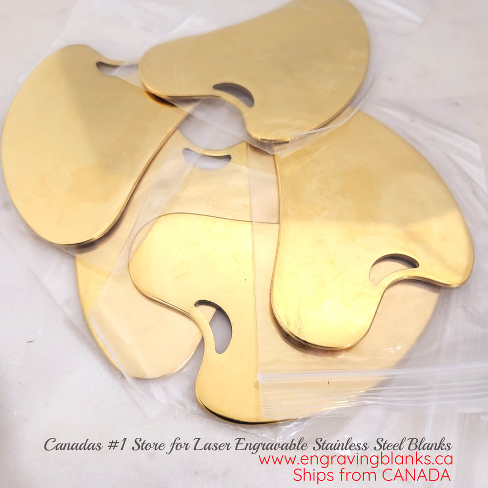 Yellow Gold Steel Guasha Blanks 5 Pack Steel Laser Engraving
