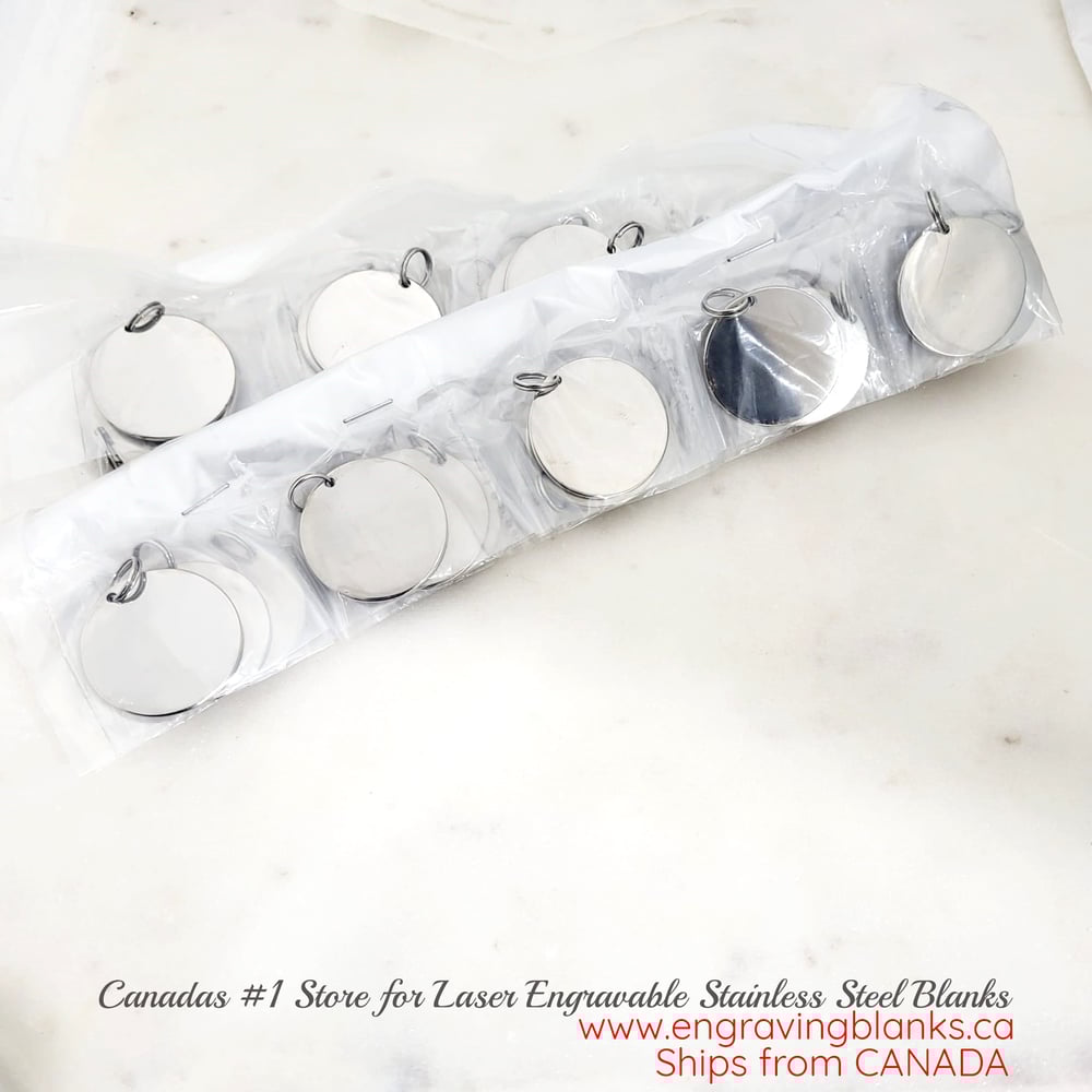 Image of Round Steel silverTags for Laser Engraving - 10 in pack