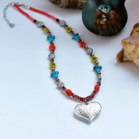 Image 1 of Puffy Heart Flower Necklace