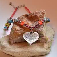 Image 3 of Puffy Heart Flower Necklace