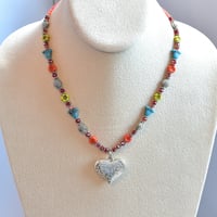 Image 2 of Puffy Heart Flower Necklace