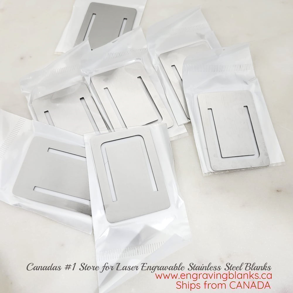 Image of Rectangular Small Engravable Steel silver Bookmark Laser Engravable Blanks