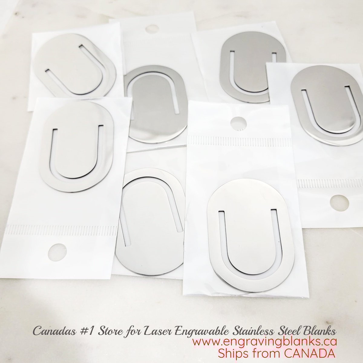 7 pack Small Engravable Steel silver Bookmark Laser Engravable Blanks with rounded corners
