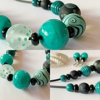 Image 4 of Teal with Black Earrings