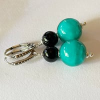 Image 2 of Teal with Black Earrings