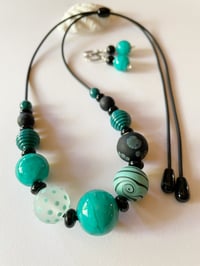 Image 5 of Teal with Black Earrings