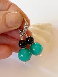 Image 3 of Teal with Black Earrings
