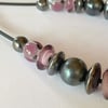 Amethyst Pink/Steel Grey Adjustable Necklace
