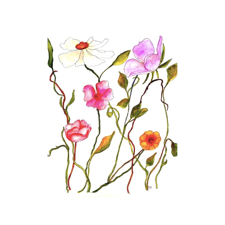 Image of Floral Dance-original watercolor flower painting