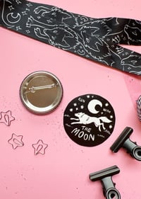 Image 3 of  Run with the moon - Wolf Round Badges with Vinyl Stickers