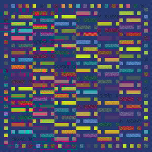 Ticker Tape Quilt Kit - Dazzle Dots Fabric Turquoise, Navy, Dark Grey, Light Grey & Pattern