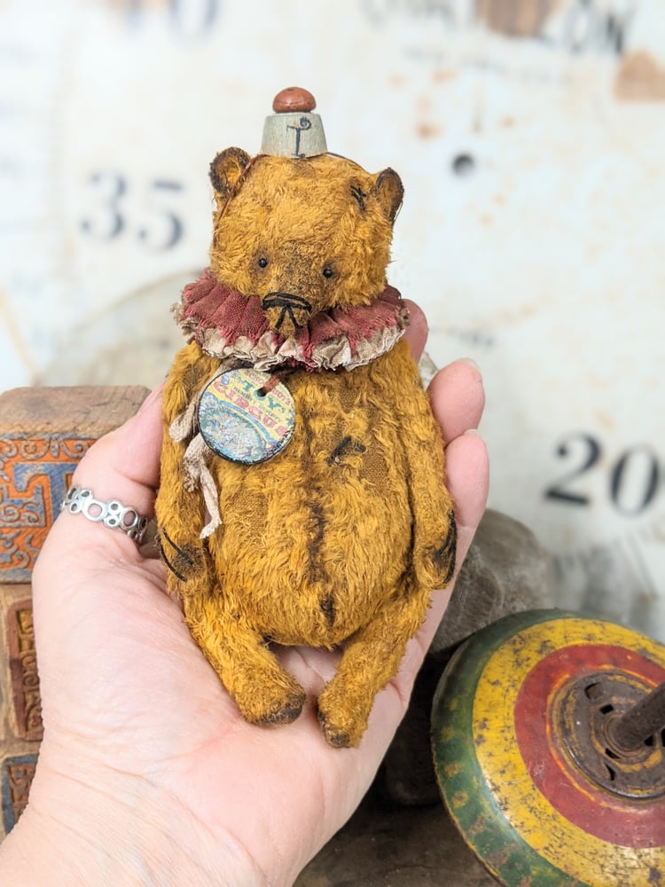 Image of 5" - old worn fat Schoenhut Toy Carnival grizzly bear  by whendi's bears.