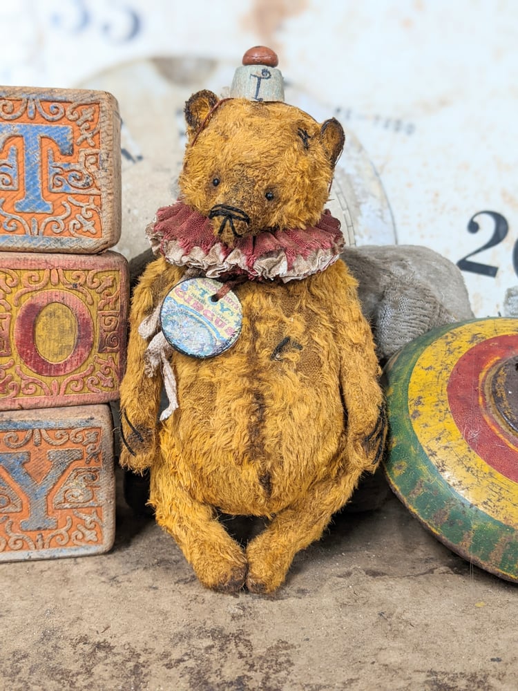 Image of 5" - old worn fat Schoenhut Toy Carnival grizzly bear  by whendi's bears.