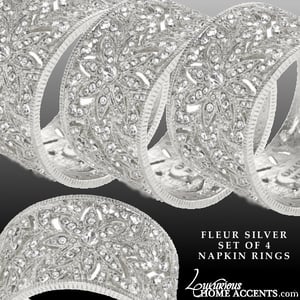 Image of Fleur Silver Napkin Rings Set of 4