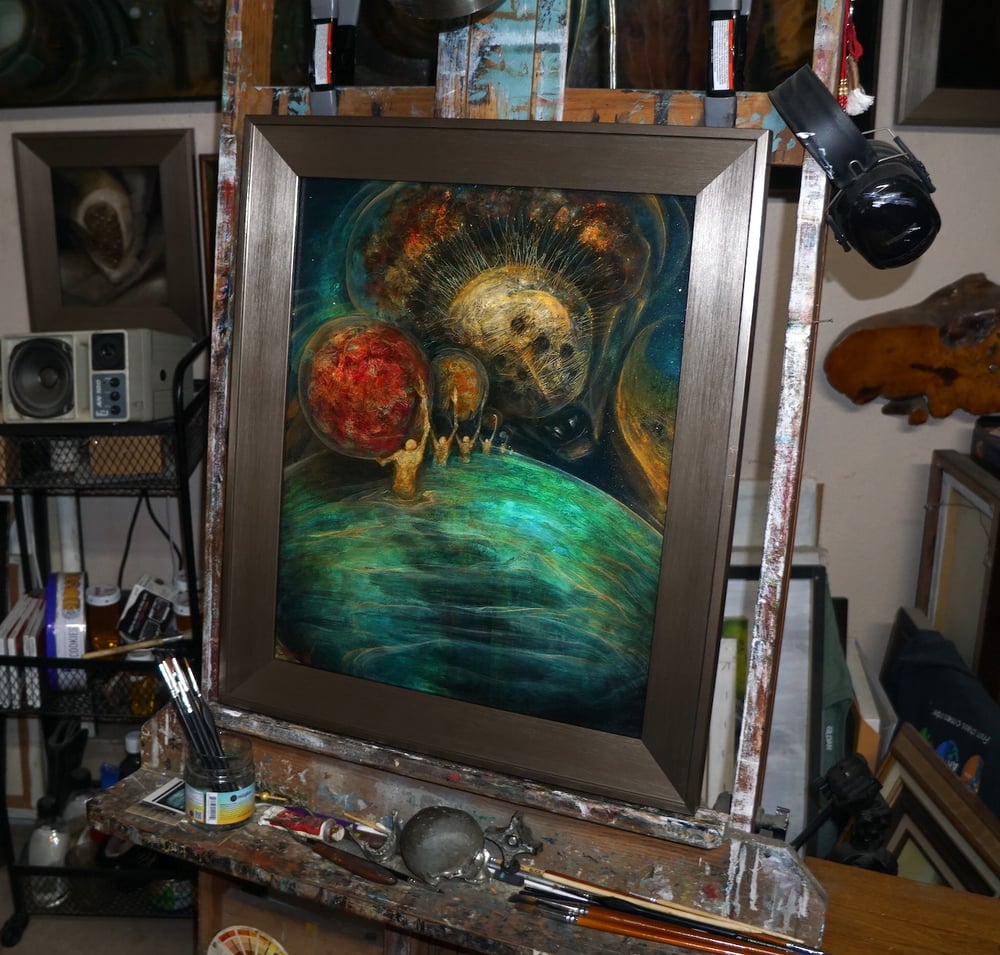 Image of "Atlas Wanderers", 16x20" oil embellished canvas print, edition of 25
