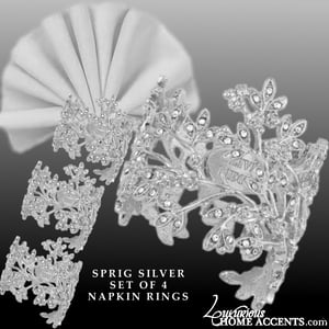 Image of Sprig Sparkle Silver Napkin Rings
