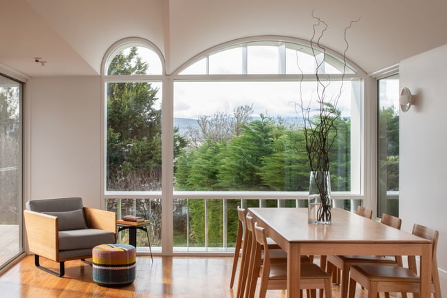  LINA OTTOMAN - FRENCH WOOL WITH SOLID TORCHED TASMANIAN OAK BASE - AVAILABLE NOW